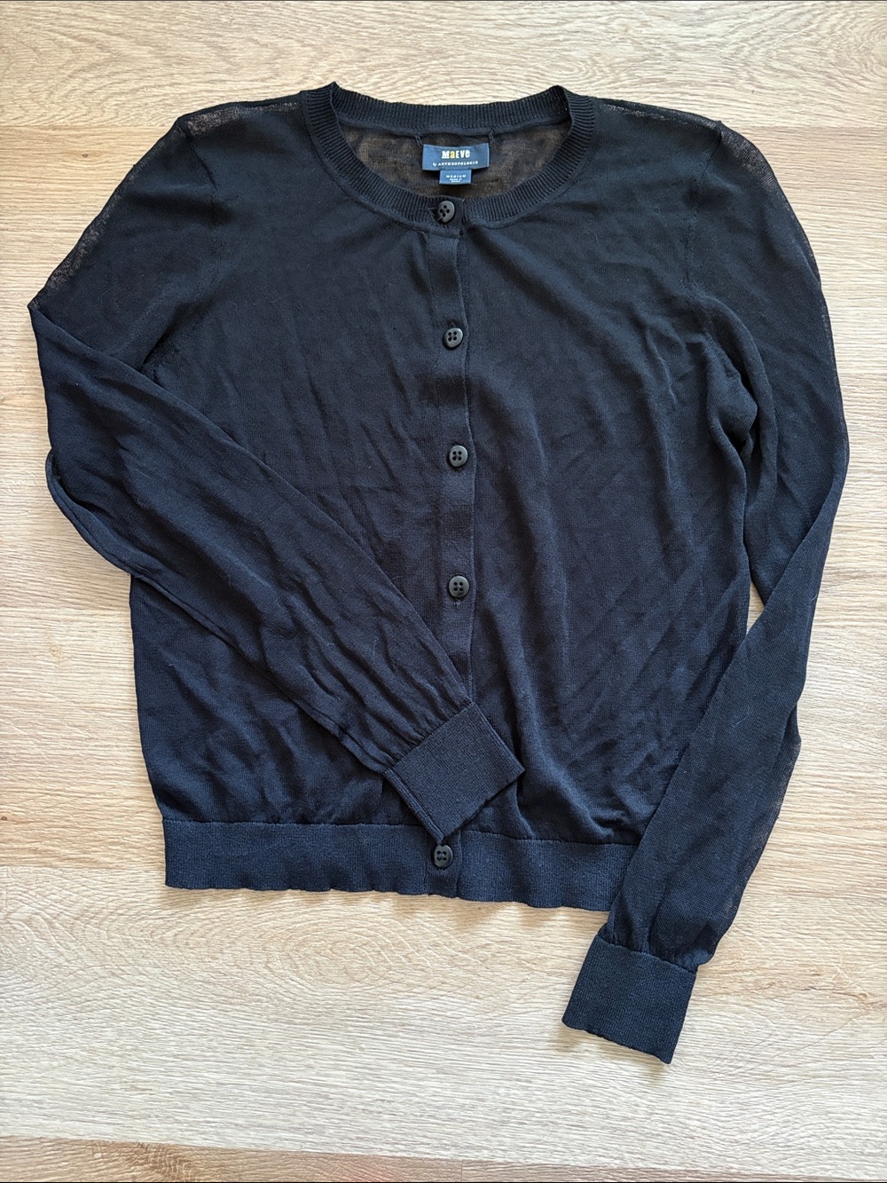 Anthropologie Black Sheer Button-Front Cardigan
